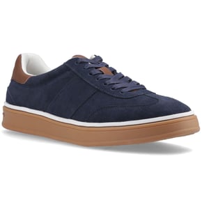 Hush Puppies Carlos Suède Leren Heren Sneakers in Marineblauw