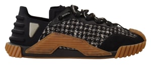 Dolce & Gabbana Zwarte Witte Stoffen Veterschoenen NS1
