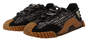 Dolce & Gabbana Zwarte Witte Stoffen Veterschoenen NS1