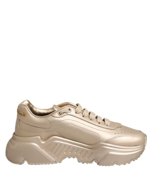 Dolce & Gabbana Gold Leather Daymaster Dam Sneakers
