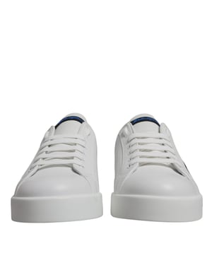 Dolce & Gabbana Witte Blauwe Leren Logo Lage Sneakers Schoenen