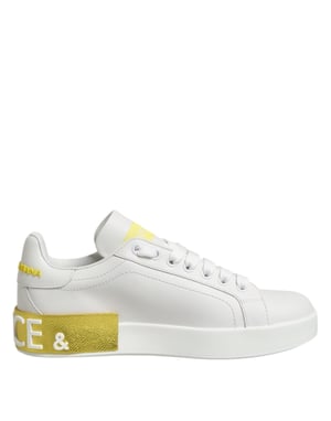 Dolce & Gabbana Vita Gula Läder Lågtopps Sneakers Skor