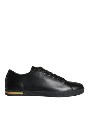 Dolce & Gabbana Zwart Gouden Leren Klassieke Sneakerschoenen