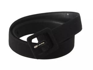 Dolce & Gabbana Zwarte Velours Leren Logo Riem met Gesp