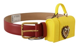 Dolce & Gabbana Rode Leren Gele DEVOTIE Hart Tas Gesp Riem