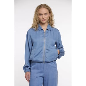 Rino & Pelle Myla.7002621 rino&pelle puff sleeve zip jacket washed blue