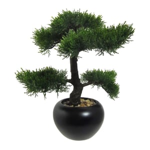 Kopu ® kunstplant bonsai ceder 37 cm met zwarte pot bonsai boompje