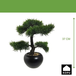 Kopu ® kunstplant bonsai ceder 37 cm met zwarte pot bonsai boompje