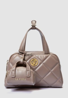 LA FIERA Dames Gequilt Kleine Handtas in Neutrale Toon