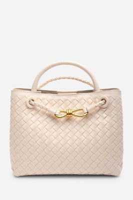 Wheres That From Womens 'Luna' Woven Leather Tote Bag With Gold Detail