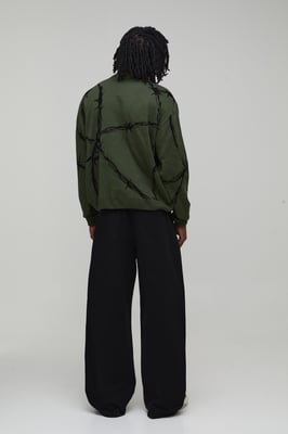 Tall Oversized Boxy Barbed Wire Jacquard Knitted Jumper