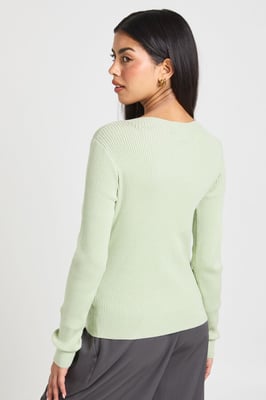 Rib Knit High Neck Button Down Knitted Cardigan