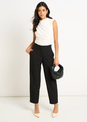 Black Ankle Grazer Cigarette Tailoring Trousers