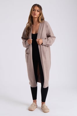 MINK LONGLINE PATCH POCKET CARDI