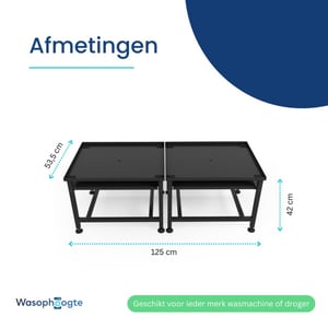 Wasophoogte Wasmachine verhoger – ecoslim met plateau – dubbel -