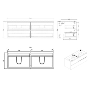 Badplaats Badkamermeubel set angela 140 cm kastanje badmeubel met
