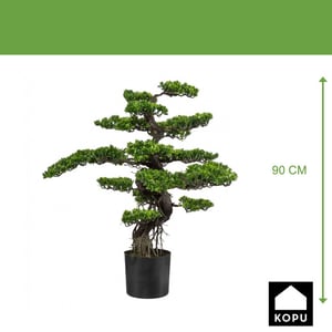 Kopu ® kunstplant bonsai ceder 90 cm met zwarte pot bonsai boom