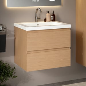 Mirlux Badkamermeubel karo 60cm licht eiken wastafel wit
