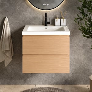 Mirlux Badkamermeubel karo 60cm licht eiken wastafel wit