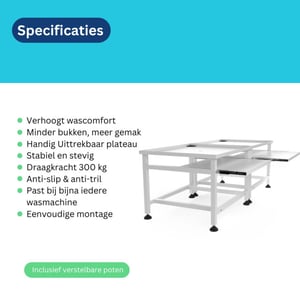 Wasophoogte Wasmachine verhoger – ecoslim met plateau – dubbel wit