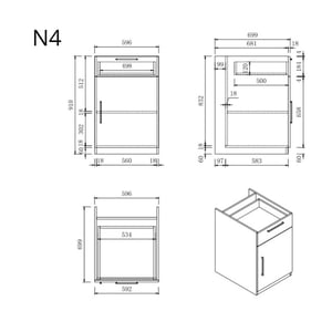 Wasophoogte Keukenkast module n4 – perle