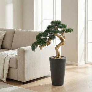 Kopu ® kunstplant bonsai ceder 80x60cm met zwarte pot bonsai boom