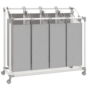 4goodz Wasmand op wielen met 4 compartimenten 160 ltr uitneembare waszak