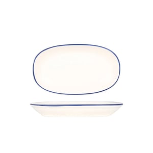 Bonna Serveerschaal linea blue porselein 24x14 cm set van 2