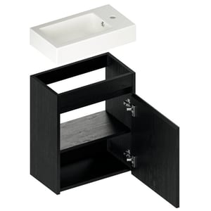 Mirlux Toiletmeubel vivo 40cm zwart eiken wastafel wit