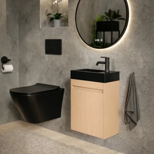 Mirlux Toiletmeubel elen 40cm licht eiken wastafel zwart