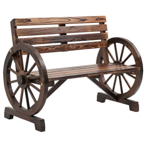 4goodz Tuinbank met armleuning wagenwielen design massief hout