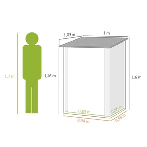 4goodz Tuinhuis van metaal 0.92 m² metalen tuinhuisje voor balkon en terras -