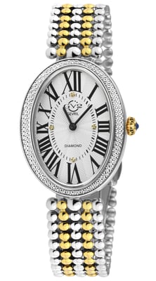 GV2 Piazza Navona Women's Swiss Quartz Silver/White Dial, Gold Beaded 316L stainless Steel Watch