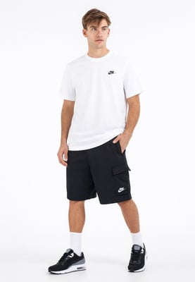 Nike Mens Tracksuit T Shirt Cargo Pocket Shorts in White/Black