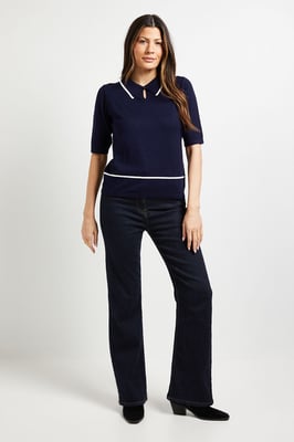 Collared Tipped Knitted T Shirt
