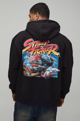 Oversized Street Fighter License Printed Hoodie