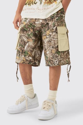 Contrast Panel Forest Camo Jorts