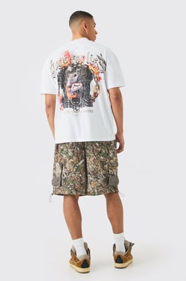 Forest Camo Elasticated Waist Parachute Cargo Shorts