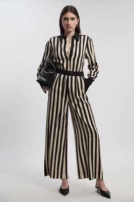 Mono Fluid Stripe Cotton Mix Woven Trouser