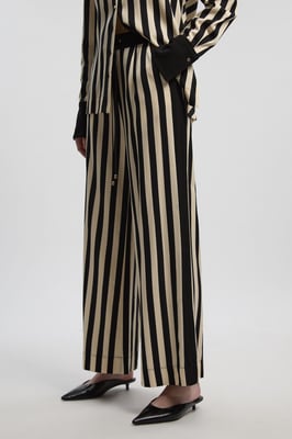 Mono Fluid Stripe Cotton Mix Woven Trouser