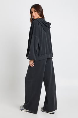 Washed Oversized Zip Through Hoodie Tracksuit
