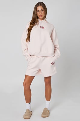 PINK CIRCLE PRINT SWEAT SHORT