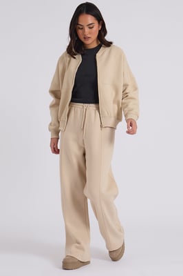 Cream Bomber and Wide Leg Jogger Set