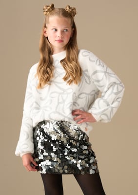 Livia Silver Bow Eyelash Jumper