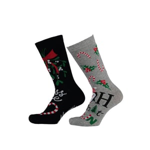 Apollo 2-pack foute dames kerstsokken wart / grijs kerst print