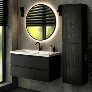 Mirlux Badkamermeubel sena 100cm eiken wastafel wit