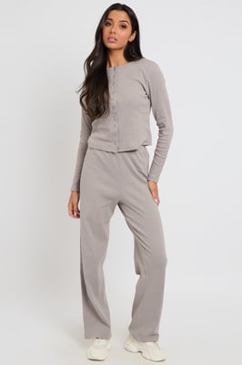 Ribbed Wide Leg Trouser