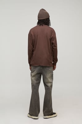 Straight Flared Fit Washed Jeans