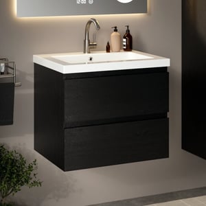 Mirlux Badkamermeubel karo 60cm eiken wastafel wit