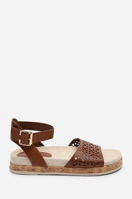 Where's That From Women Bask Cutout Design Flatform Tan Sandal